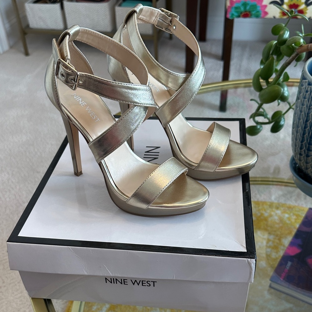 Nine West Metallic Gold Heels